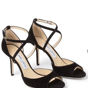 Jimmy Choo size 39.5 excellent condition black suede/leather evening shoe